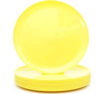 Youngever 9 gab. 25 cm lielu plastmasas šķīvju komplekts, atkārtoti lietojamu plastmasas šķīvju komplekts, ballīšu trauki, piemēroti mikroviļņu krāsnīm, piemēroti trauku mazgājamām mašīnām (dzeltens)