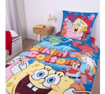 Spongebob gultas veļas komplekts 2 daļās ar visiem varoņiem - sega 135 x 200 cm, spilvendrāna 80 x 80 cm ar rāvējslēdzēju - bērnu gultas veļa no mikrošķiedras, viegla, elpojoša, ar Oeko-Tex sertifikātu