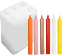 Silikona sveču veidnes ar 6 caurumiem Garas stikla sveču veidnes Silikona sveču veidnes cilindriskā formā aromterapijas svecēm Sojas vaska ziepes Māla amatniecības izstrādājumi Ģipša svečturi Rokdarbi