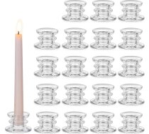 Glasseam Svečturi Koniskie svečturi Stikls: 20 svečturu komplekts Koniskās sveces Mazie koniskie svečturi galda dekorēšanai Caurspīdīgi svečturi koniskajām svecēm Kāzas Ziemassvētki Dzimšanas diena