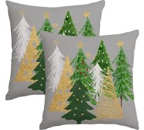 2 Ziemassvētku spilvenu pārvalki 55 x 55 cm Ziemassvētku eglīte Pelēki dekoratīvi spilvenu pārvalki ziemas dekorēšanai mājās Dīvāns Sofa 55 x 55 cm