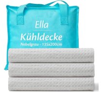 ELLA dzesējošā sega, elpojoša dzesējošā sega gulēšanai, Tencel audums un videi draudzīga dzesējošā sega cilvēkiem, dzesējošās segas gulēšanai, Oeko-Tex sertificēta plāna vasaras sega, 135 x 200 cm, miglas pelēka