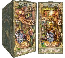 CRIOLPO grāmatu stūrītis, pašrocīgi veidota leļļu māja, koka miniatūru māju komplekts, grāmatu stūrītis, miniatūru komplekts pieaugušajiem un pusaudžiem, 3D koka puzles grāmatu plauktu ieliktņi ar sensoru LED apgaismojumu, Federālā baz