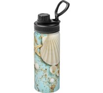 Ocean Sea Beach gliemeži Zvaigžņveida jūras zvaigzne Zils apdruka 530 ml Sporta izolēts ūdens vārītājs Daudzfunkcionāla ceļojuma pudele basketbolam Āra aktivitātēm