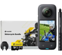 Insta360 X3 motocikla komplekts – ūdensizturīga 360° darbības kamera ar 1/2 collu sensoru, 5,7K 360°, 72 MP 360° fotogrāfijas, stabilizācija, 2,29 collu skārienjūtīgais ekrāns, vibrācijas atgriezeniskā saite, AI rediģēšana, tiešraide