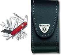 Victorinox Cyber Tool L kabatas nazis (39 funkcijas, metāla vīle, atslēga, pildspalva, knaibles) sarkans un ādas futrālis (kabatas nazim, jostas cilpa, melns, 4,9 cm x 9,8 cm) melns
