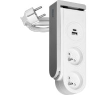 Galda strāvas sloksne ar USB lādētāju un atsperu skavu