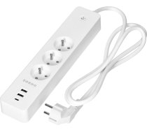 Pagarinātājs ar 3 iezemētām kontaktligzdām un 3xUSB slēdzi, Tuya Smart Wi-Fi, balts