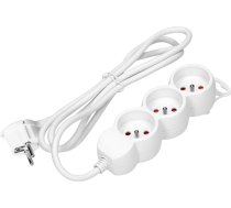 Pagarinātājs 3gang 2P+Z, 5m H05VV-F 3x1.5mm2, Imax=16A, plakana kontaktdakša, balts