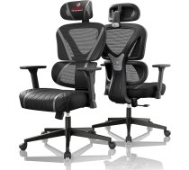 EUREKA ERGONOMIC spēļu krēsls Biroja krēsls ar regulējamu jostas balstu un pagalvi, elpojošs elastīgs sēdekļa spilvens, regulējams augstums un 139° šūpoles mājas biroja krēslam, melns un pelēks
