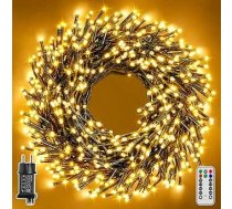 Klastera pasaku gaismas Ziemassvētku eglīte Āra 30 m 1500 LED 8 režīmi un taimeris Pasaku gaismas ar kontaktdakšu un tālvadības pulti IP44 Ūdensizturīgs Ziemassvētku eglītei Ziemassvētku pusei Kāzas (silti balta)