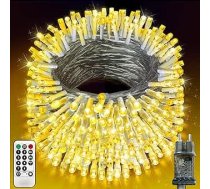 XURISEN 50 m pasaku gaismas 1000 LED silti balta caurspīdīga Ziemassvētku taimeris 8 režīmi IP44 ūdensizturīgs tālvadības pults dārza balkona Ziemassvētku rotājumiem