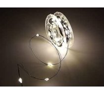 Mikro LED virtenes 1,5 mm ar taimeri, atmiņu un 8 gaismas spēlēm, zaļš metāla kabelis, dekoratīvās Ziemassvētku lampas iekštelpām un ārtelpām, IP44, īpaši spilgtas (silti balta, 40 m)