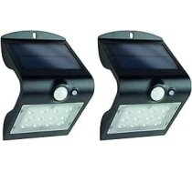 REV BUTTERFLY Saules lampa āra lietošanai, 1200 mAh, Li-Ion, LED prožektors, ūdensizturīga, IP65, 1,5 W, kustības sensors, melna (2 gabali)