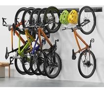Housolution Velosipēdu plaukts 64 collas 6 riteņiem + 5 ķiverēm, līdz 500 kg, lieljaudas velosipēdu piekaramais plaukts garāžai, izturīgs tērauda kronšteins, stiprinājums pie sienas, cieta tērauda velosipēdu glabāšanai, melns