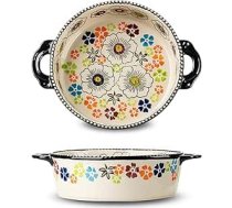 Kastrolis, apaļš keramikas trauks, lazanjas veidne, keramikas cepšanas forma, cepeškrāsns veidnes ar rokturiem, lazanjas pannas, cepeškrāsns veidne, porcelāna cepšanas forma lazanjai, tiramisu, kastrolim (apaļa, 24 x 19 x 6 cm)