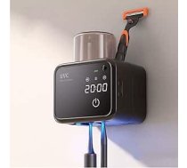 Maxspace zobu birstes turētājs, 4000 mAh sensora zobu birstes turētājs, bez urbšanas, ar žāvēšanas un taimera funkciju, UV zobu birstes sterilizators ar 2 vietām zobu birstei (melns)