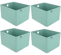 ASelected 4 iepakojuma gaiši zaļas plastmasas uzglabāšanas kastes ar rokturi, 26 x 19 x 15 cm, uzglabāšanas kastes, plastmasas uzglabāšanas grozs, virtuves skapītis, mājas un biroja mēbeles, gaiši zaļa, lielas