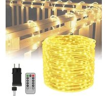 50 m āra gaismas caurule ar 500 LED pasaku gaismām, IP44 ūdensizturīga, Ziemassvētku pasaku gaismas, āra LED pasaku gaismas ar tālvadības pulti, gaismas caurule dārzam, svinībām, kāzām (silti balta)
