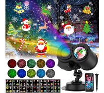 LED projektors Ziemassvētki Āra 2-in-1 LED projekcijas lampa Ziemassvētki ārā ar tālvadības pulti 16 pārslēdzami modeļi 10 krāsas Ūdens viļņa efekts ballītei