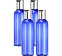 ieguves karte 4 Pack Plastmasas ceļojumu pudeles Tukšas šampūna pudeles ar sudraba melnu disku vāku Caurspīdīgs atkārtoti uzpildāms ceļojumu izspiediet konteineru losjoniem Kosmētika ķermeņa ziepes Blue 57