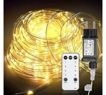 LED gaismas caurule āra gaismām, 20 m gaismas caurule āra gaismām, IP65 ūdensnecaurlaidīga LED šļūtene, ar taimeri un 8 režīmu gaismas cauruli, āra iekštelpu svinībām, kāzu un Ziemassvētku dekorēšanai, silti balta krāsa