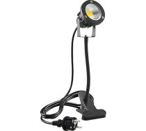 Monsing 7 W LED prožektors ar metāla šļūteni un skavu, 2 m kabelis ar kontaktdakšu, LED dārza apgaismojums, dārza apgaismojums, zāliena prožektors, IP65 ūdensizturīgs āra apstākļiem, pagalmam, zālienam (silti balta)