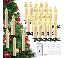 cimetech 20 bezvadu LED peldošās Ziemassvētku eglīšu sveces Ziemassvētku eglīšu apgaismojums Pasaku gaismas Ziemassvētku eglīte Silti balta Ziemassvētku rotājumi ar tālvadības pults taimeri