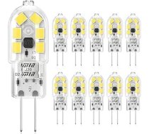 G4 LED spuldzes 2 W spuldzes, 6000 K vēsā baltā krāsā, 20 W halogēno spuldžu aizvietotājs, 12 V LED spuldzes, bez mirgošanas, bez regulējamas gaismas intensitātes, ar tapu pamatni, 10 spuldžu iepakojums