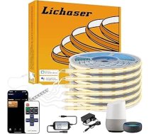 Lichaser LED akustiskajiem paneļiem 2 m, 6 ruļļi WiFi WiFi COB LED sloksnes silti balta paralēla un saderīga ar Alexa, 12 V COB gaismas josla akustisko paneļu apgaismojumam, sienas paneļiem, plauktiem, vitrīnām