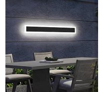 LED āra sienas lampas, 12 W āra lampas, IP65 ūdensnecaurlaidīgas, vēsā baltā krāsā, 6000 K āra sienas lampas, garas villas sienas lampas, melnas dārziem, villas koridoriem, terases apgaismojumam, 60 cm