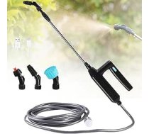 DOUBFIVSY Elektriskais spiediena smidzinātājs, augu smidzinātājs, dārza smidzinātājs ar 3 sprauslām un 5 m šļūteni, uzlādējams USB, smidzinātājs augu aizsardzībai dārza ravēšanai (7,4 V smidzinātājs)