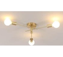 Riserva E27 Vintage Sputnik lustra, 3 gaismu industriāls griestu gaismeklis ar 180° rotāciju, zelta krāsas metāla griestu gaismeklis viesistabai, virtuvei, ēdamistabai, guļamistabai