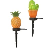 MAGICLULU Solar Erdspießlampen 2 Stück aus Robustem Harz Gartenleuchten mit Dekorativem Kaktus und Ananas Design für Außenbeleuchtung Terrasse Rasen
