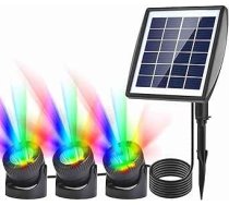TOPINCN Saules dārza apgaismojums, ūdensizturīgs, 2200mAh Saules gājēju celiņu apgaismojums baseinam ārtelpā, 3 regulējamas galviņas, 3000K-3200K krāsu temperatūra, ABS plastmasa (krāsaina gaisma)
