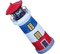 ibasenice Solarbetriebene Gartenlampe Rotierendes LED Licht im Leuchtturm Design für Garten und Landschaftsdekoration Wetterfestes Langlebiges Gartenornament Rot Weiß Blau