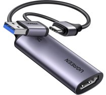 Uztveršanas karte USB-A/C - HDMI 4K video straumēšanas ierakstīšanai - pelēka