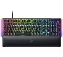 Razer BlackWidow V4 mehāniskā spēļu tastatūra, Chroma RGB (mehāniskie slēdži, zaļa, 6 īpaši makro taustiņi, ABS taustiņi), FR izkārtojums | Black