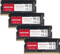 DDR4 RAM tikai klēpjdatoriem: GIGASTONE 64GB komplekts (4x16GB) DDR4 3200MHz (2933MHz vai 2666MHz) PC4-25600(PC4-23400, 21300) CL22 1.2V SODIMM 260Pin Non-ECC Unbuffered Notebook portatīvo datoru atmiņas atjaunošana