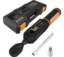 Digitālā griezes momenta atslēga 1/4" piedziņas 1,5-30 Nm diapazona elektriskā griezes atslēga ar divvirzienu sprūdrata mehānismu, ±2% precizitāte ar vibrāciju, skaņas signālu un LED signalizāciju