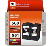 ANKINK Savietojama tintes kasetne, kas aizstāj Canon PG 560XL CL 561XL PG560 CL561 kasetni 560 561 XL, kas paredzēta priekš TS5350 TS5350 TS5350a TS5350i TS5351 TS5352 TS5353 TS7450 TS7451 Melna krāsa 2 iepakojumi