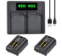 DuraPro 2 x 2280 mAh DWM-BLK22 akumulators + LED duālais USB lādētājs ar C tipa portu Panasonic Lumix DC-S5 GH5 II S5II GH6 S5IIX S5M2 S5M2X GH5M2 S9 kamerām