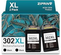 ZIPRINT 302 302 302 XL melnas krāsas kasetnes, kas ir saderīgas ar HP 302 printeru kasetnēm priekš HP Envy 4525 4520 4522 4527 DeskJet 3630 3636 3636 3638 1110 2130 3633 OfficeJet 3831 3830 3833 520 5230(2 melnas)