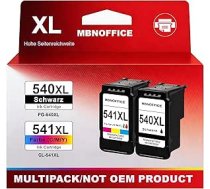 Savietojamas tintes kasetnes Canon PG-540 XL/CL-541 XL - Multipack (melnas un krāsainas) priekš Pixma MG3650/MG3550/MG4250, MX475/MX535/MX395, TS5150/TS5151 (2, melna krāsa)
