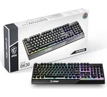 MSI Vigor GK30 USB RGB LED spēļu tastatūra ar mehāniskiem virzuļu slēdžiem, līdzīgi kā mehāniskā tipa spēļu tastatūra, AK izkārtojums