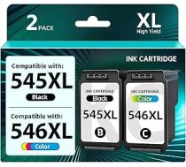 PG-545XL CL-546XL multipakete, kas paredzēta Canon printeru 545 546 XL krāsu kasetņu nomaiņai Canon MX495 kasetnēm, kas paredzētas TS3350 kasetnēm, iP2850, TS3400, TS3351, TR4650, TR4550, 2 gab. iepakojumā