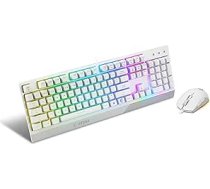 MSI Vigor GK30 Combo White Gaming Keyboard (UK Layout) + spēļu peles komplekts - Mech Membrānas slēdzis, 6 zonu RGB apgaismojuma tastatūra, divu zonu RGB apgaismojuma pele, optiskais sensors, balansēta