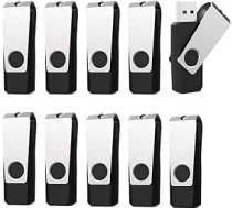 RAOYI 10Pcs 1GB Bulk USB 2.0 Flash Drives Swivel Thumb Drives Jump Drive Memory Stick Zip Drive ar Led indikatoru (melns)