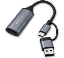 Adapteris usb-c usb-a | hdmi | 4k 30hz | alumīnija