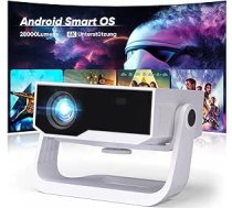 Smart projektors ar 4K atbalstu, Android 11, Full HD 1080P, 28000 lūmenu, WiFi 6 un BT 5.2, 120° regulējams statīvs, elektriskā fokusēšana, trapeces korekcija, mājas kinozāles projektors Switch/PS5 ierīcēm